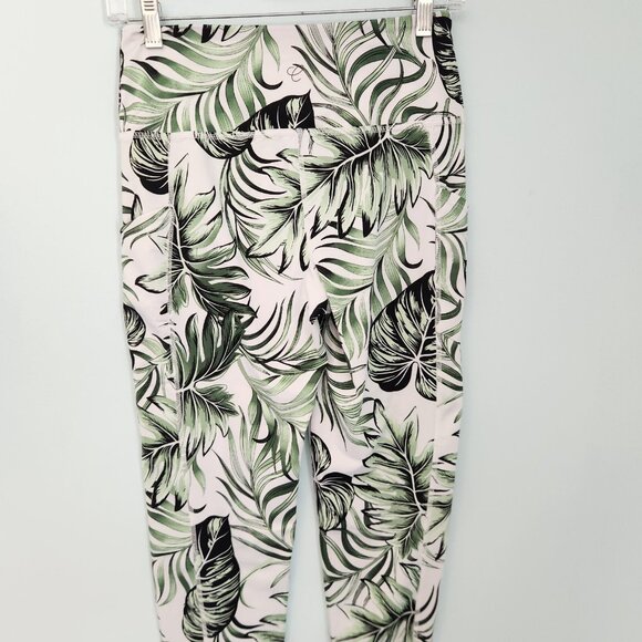 Cali‎ Active Leggings Yoga Running  Tropical Palm Floral Sz S EUC - Picture 5 of 13